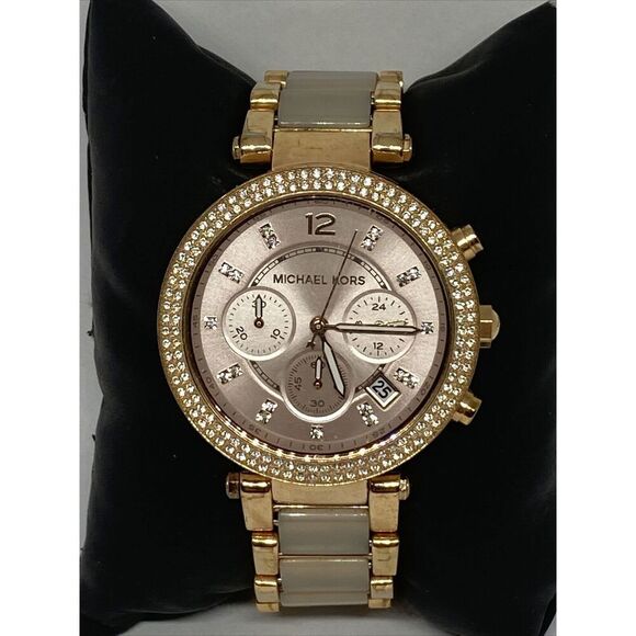 Michael Kors Parker MK5896 Womens Stainless Steel Analog Dial Quartz Watch WO308 - Picture 1 of 12